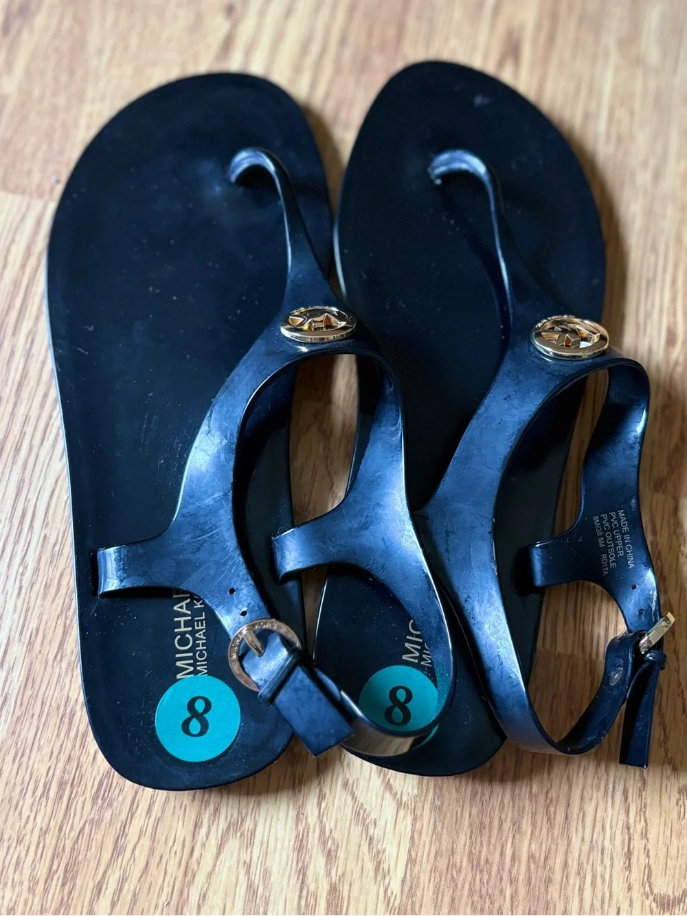 Michael Kors Black Jelly Sandals Beach Summer Vacation Casual Sz 8